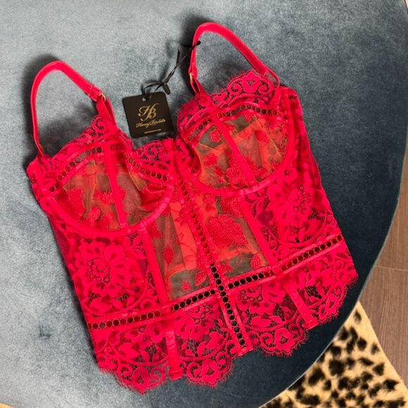 NWT Honey Birdette Molly Red Lace Bustier Size 36G / 36H (14G / 80H) - Picture 8 of 8